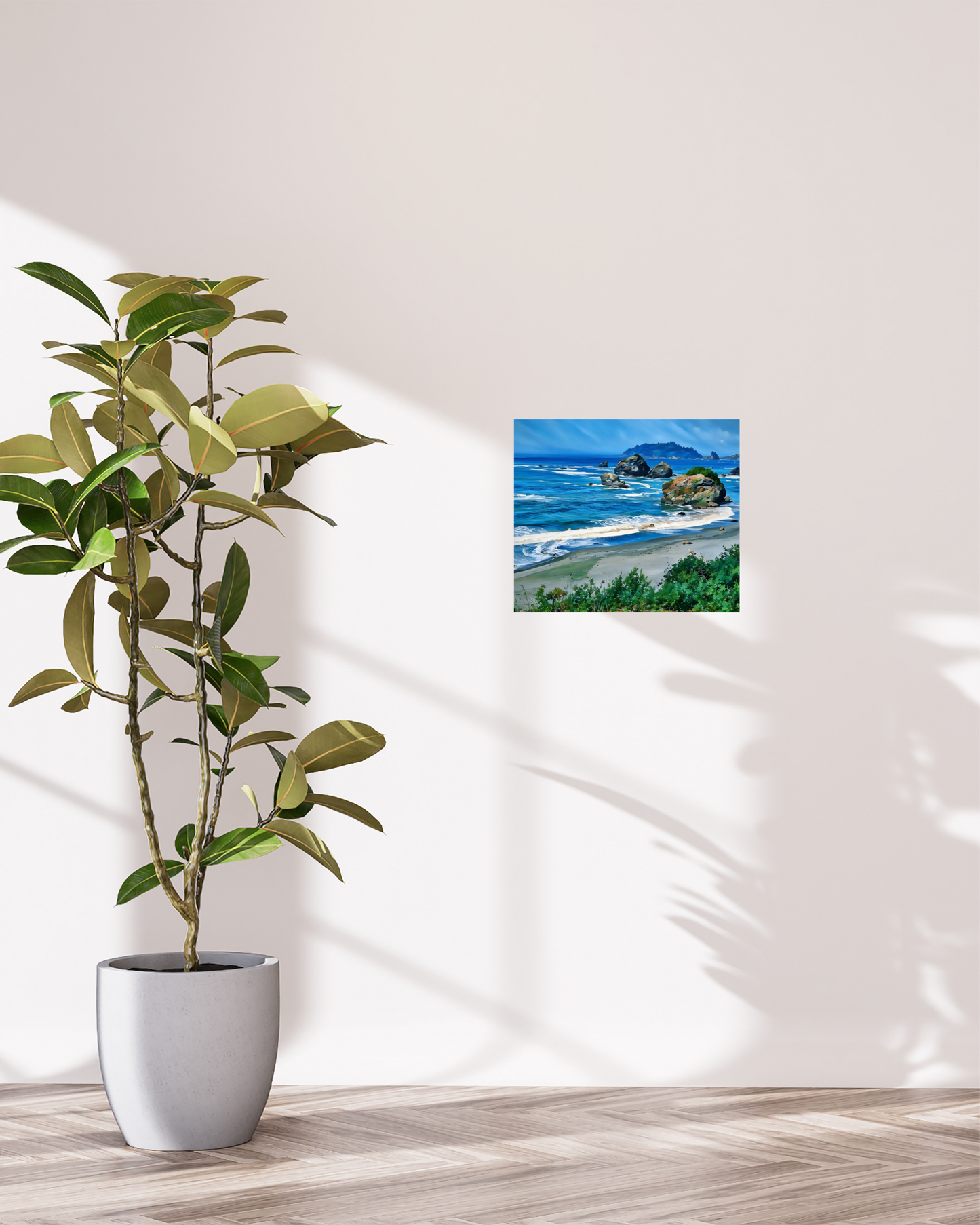 simple decor with standout ocean scene print art