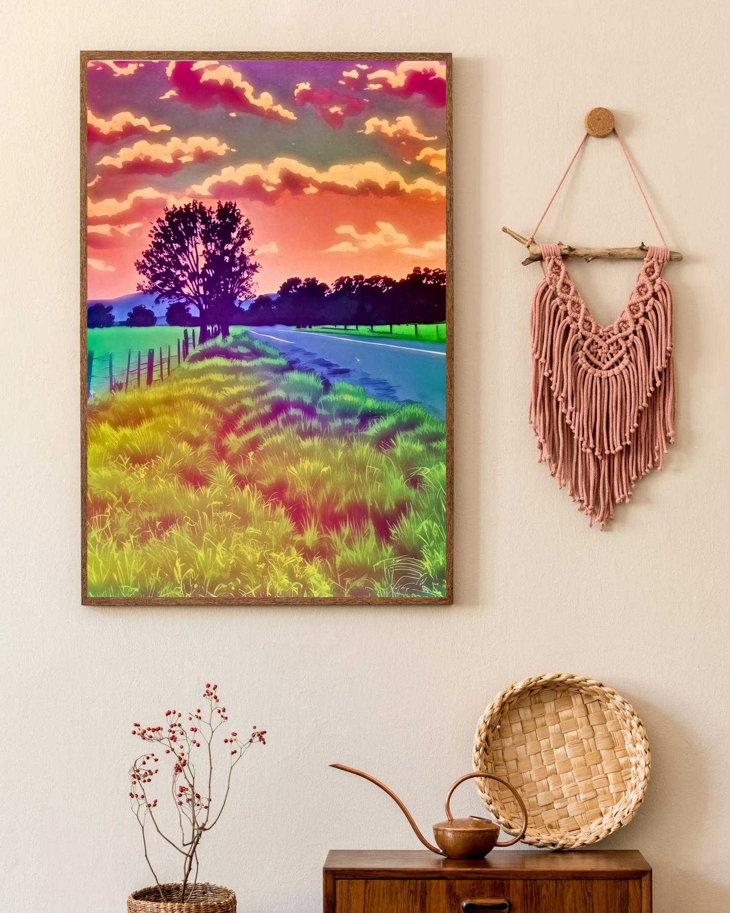 Country Road, Vibrant Landscape Art