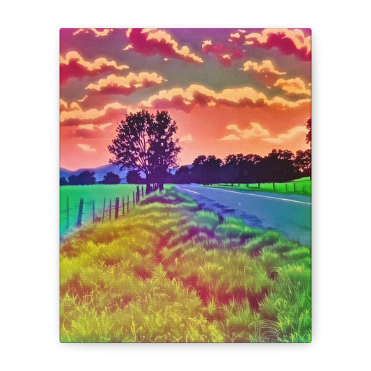 Country Road, Vibrant Landscape Art