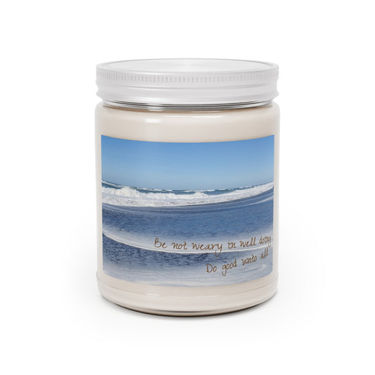 Scripture Candle, Be Not Weary In Well Doing, Do Good Unto Others