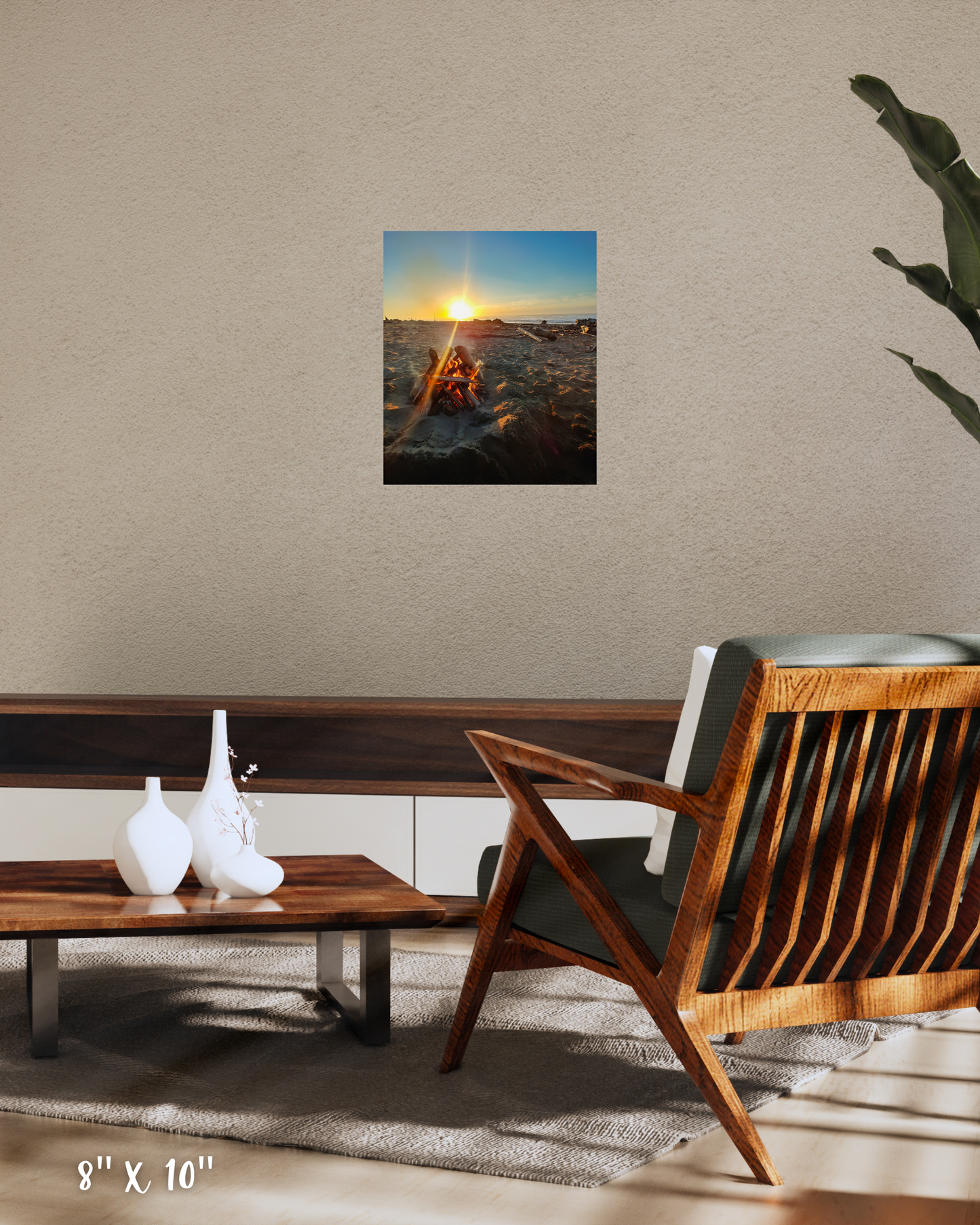 NorCal Beach Bonfire Sunset, 8x10"