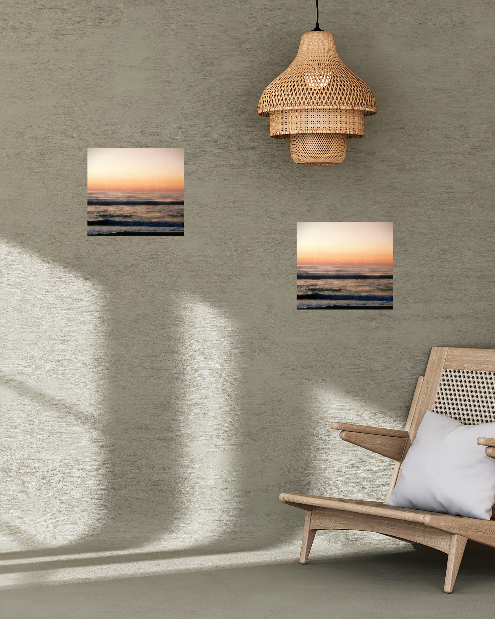 Simple natural tropical decor style with calming ocean wall canvas print
